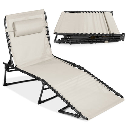 Portable Patio Chaise Lounge Chair Outdoor Recliner with Pillow designed for patio and backyard use