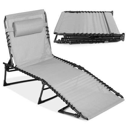 Portable Patio Chaise Lounge Chair Outdoor Recliner with Pillow designed for patio and backyard use