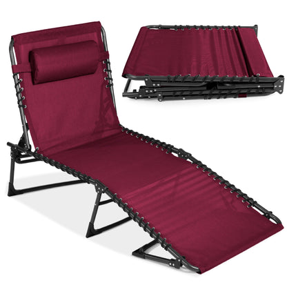 Portable Patio Chaise Lounge Chair Outdoor Recliner with Pillow designed for patio and backyard use
