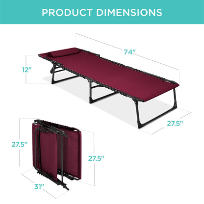 Portable Patio Chaise Lounge Chair Outdoor Recliner with Pillow designed for patio and backyard use