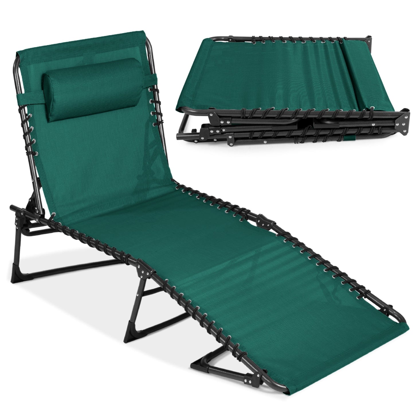 Portable Patio Chaise Lounge Chair Outdoor Recliner with Pillow designed for patio and backyard use