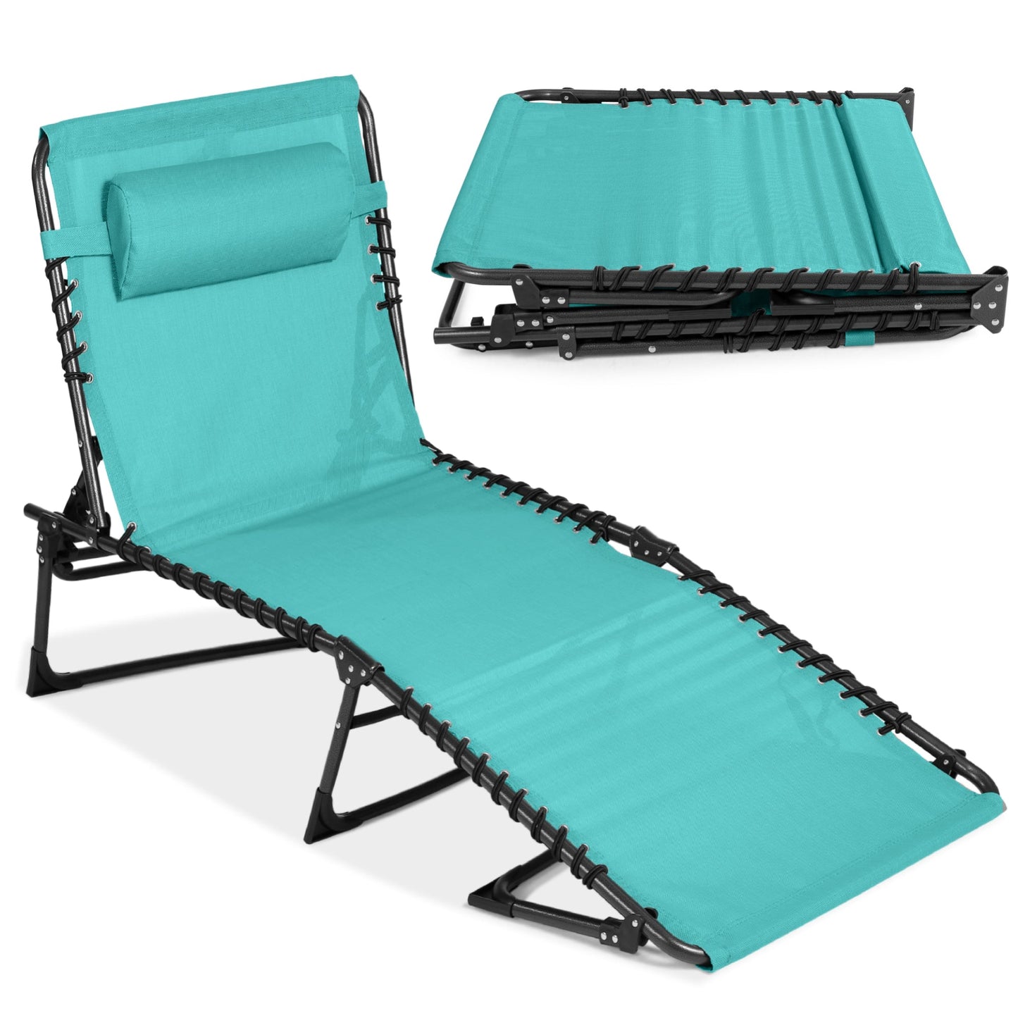 Portable Patio Chaise Lounge Chair Outdoor Recliner with Pillow designed for patio and backyard use