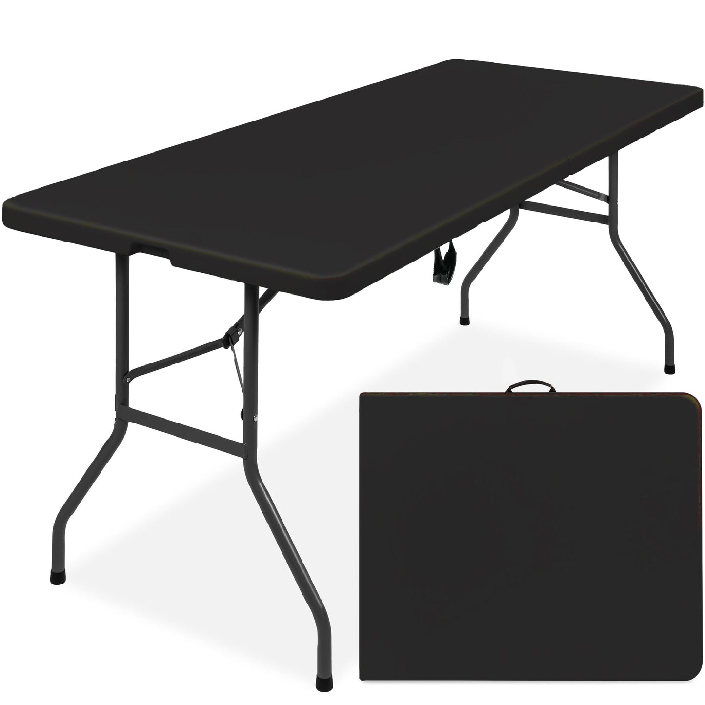 Portable Folding Plastic Dining Table with Handle Lock - 6ft with practical style for home spaces