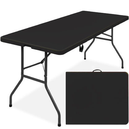 Portable Folding Plastic Dining Table with Handle Lock - 6ft with practical style for home spaces