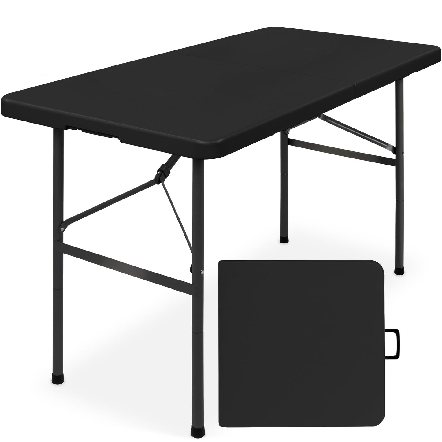 Portable Folding Plastic Dining Table with Handle Lock - 4ft for comfortable home living