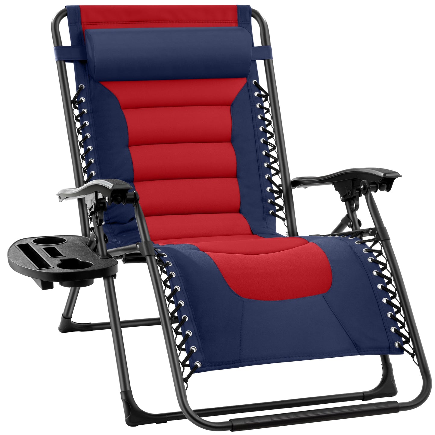 Oversized Padded Zero Gravity Chair Folding Recliner with Headrest Side Tray for comfortable home living