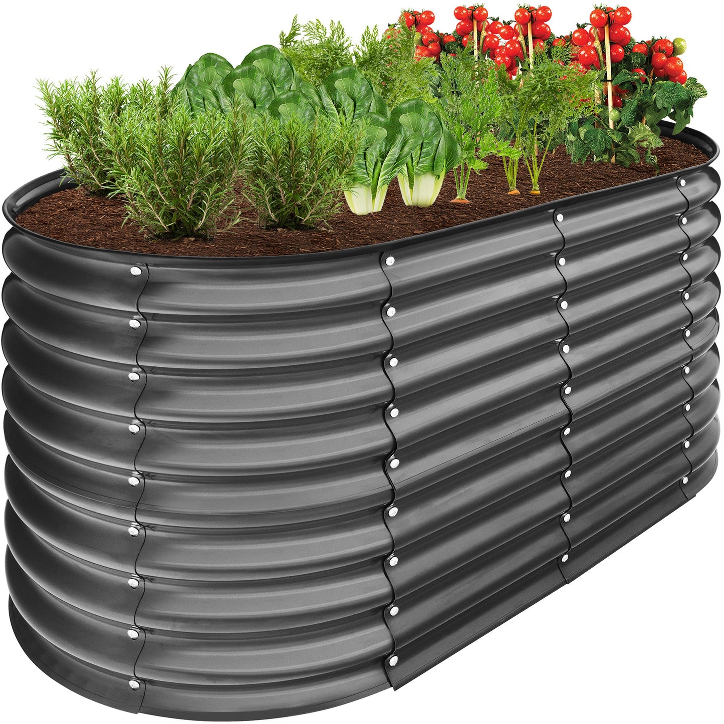 Outdoor Raised Metal Oval Garden Bed Planter Box - 4x2x2ft for outdoor comfort and convenience