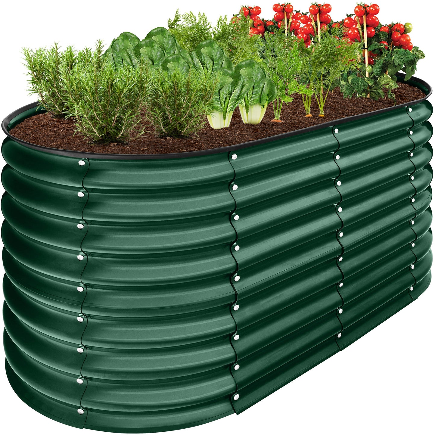 Outdoor Raised Metal Oval Garden Bed Planter Box - 4x2x2ft for outdoor comfort and convenience