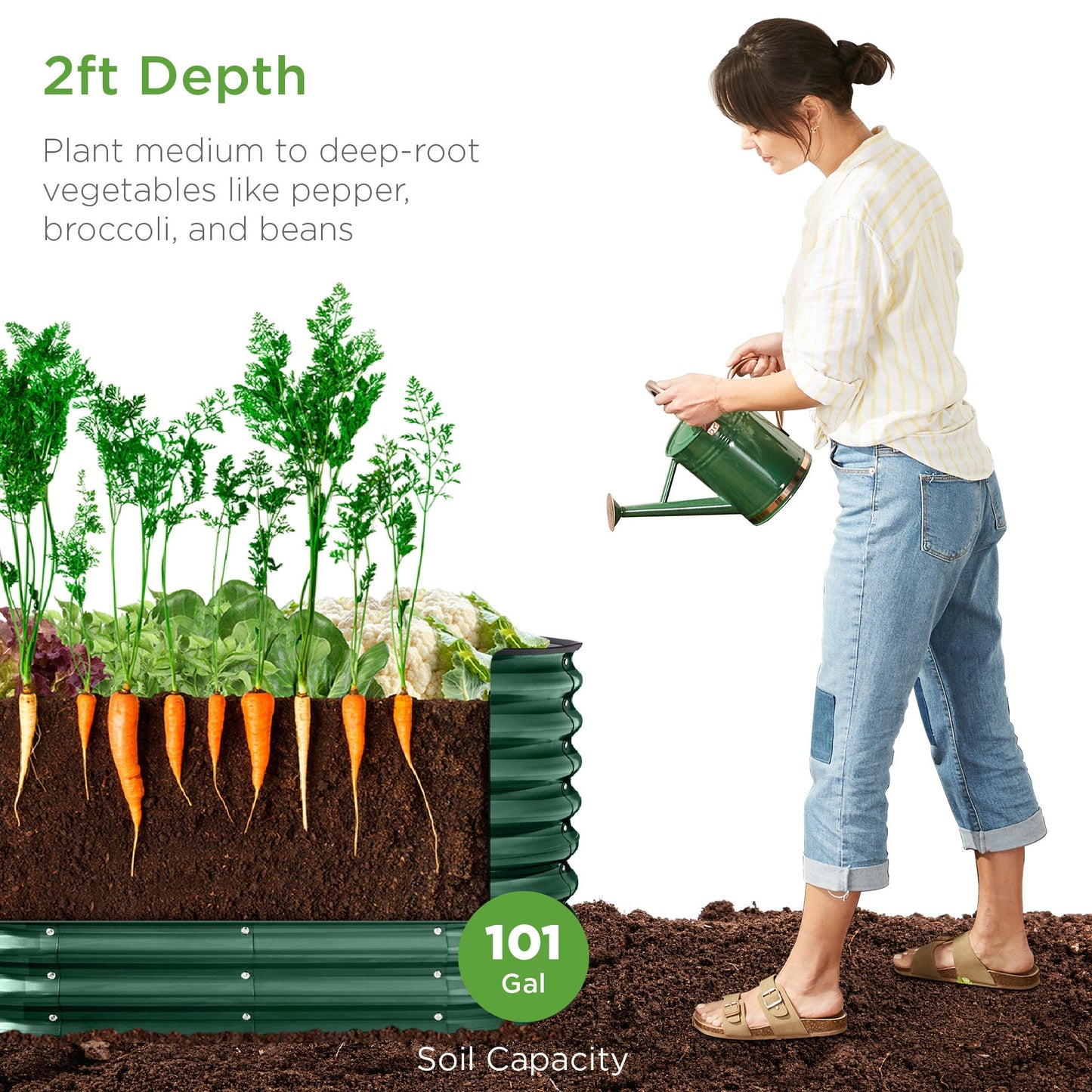 Outdoor Raised Metal Oval Garden Bed Planter Box - 4x2x2ft for outdoor comfort and convenience