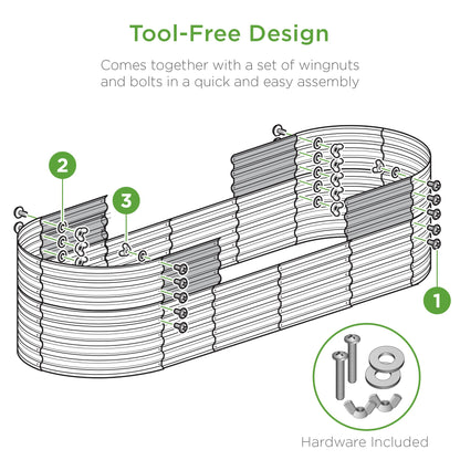Outdoor Raised Metal Oval Garden Bed Planter Box - 4x2x2ft for outdoor comfort and convenience