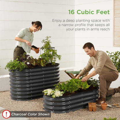 Outdoor Raised Metal Oval Garden Bed Planter Box - 4x2x2ft for outdoor comfort and convenience