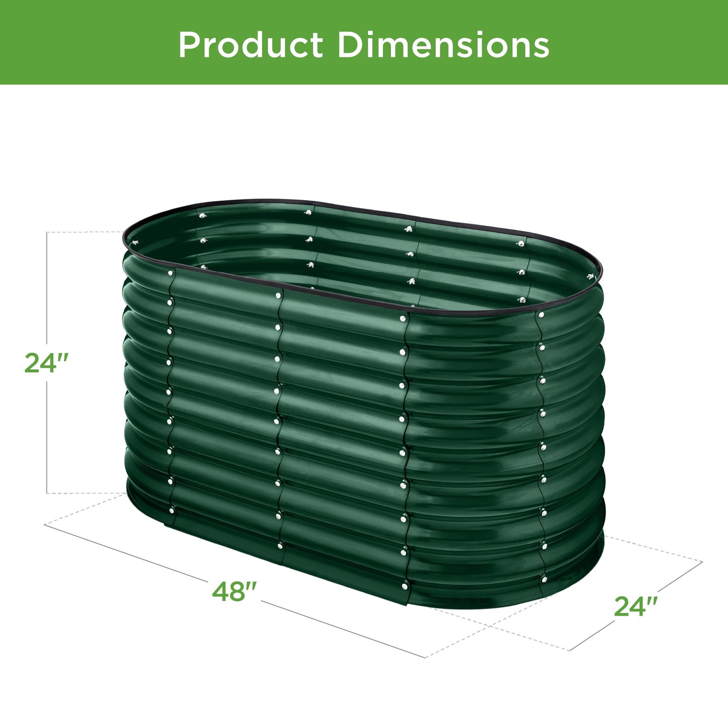 Outdoor Raised Metal Oval Garden Bed Planter Box - 4x2x2ft for outdoor comfort and convenience