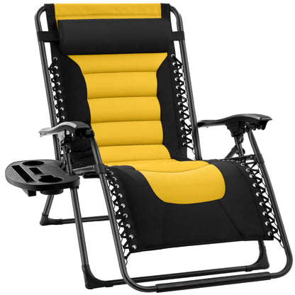 Oversized Padded Zero Gravity Chair Folding Recliner with Headrest Side Tray for comfortable home living