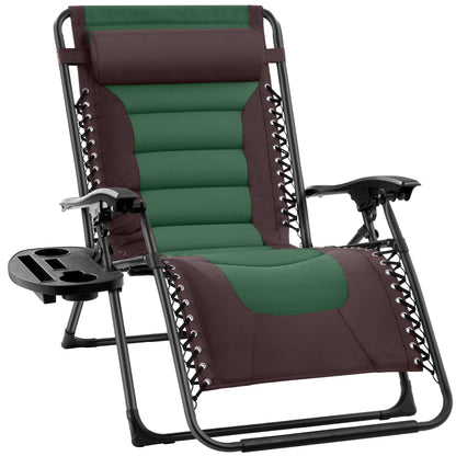 Oversized Padded Zero Gravity Chair Folding Recliner with Headrest Side Tray for comfortable home living
