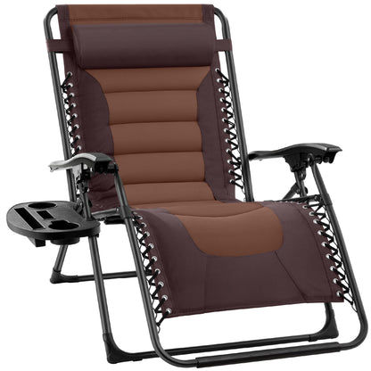 Oversized Padded Zero Gravity Chair Folding Recliner with Headrest Side Tray for comfortable home living