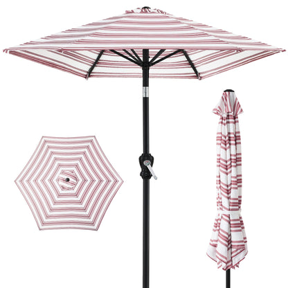 Outdoor Steel Striped Market Patio Umbrella with Tilt Crank Lift - 10ft for outdoor comfort and convenience