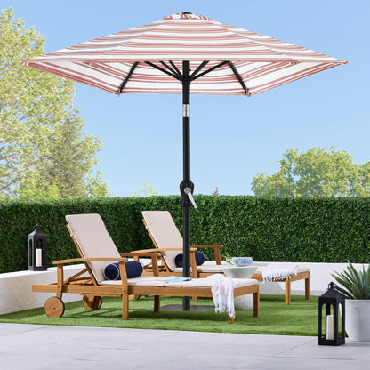 Outdoor Steel Striped Market Patio Umbrella with Tilt Crank Lift - 10ft for outdoor comfort and convenience