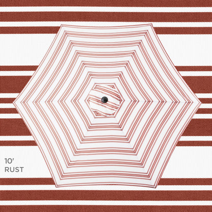 Outdoor Steel Striped Market Patio Umbrella with Tilt Crank Lift - 10ft for outdoor comfort and convenience