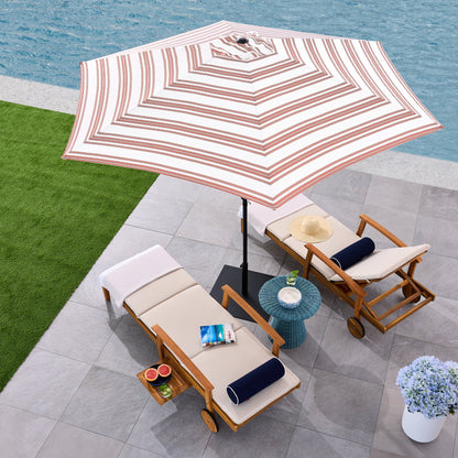 Outdoor Steel Striped Market Patio Umbrella with Tilt Crank Lift - 10ft for outdoor comfort and convenience