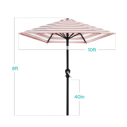 Outdoor Steel Striped Market Patio Umbrella with Tilt Crank Lift - 10ft for outdoor comfort and convenience