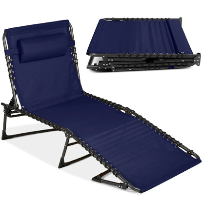 Portable Patio Chaise Lounge Chair Outdoor Recliner with Pillow designed for patio and backyard use