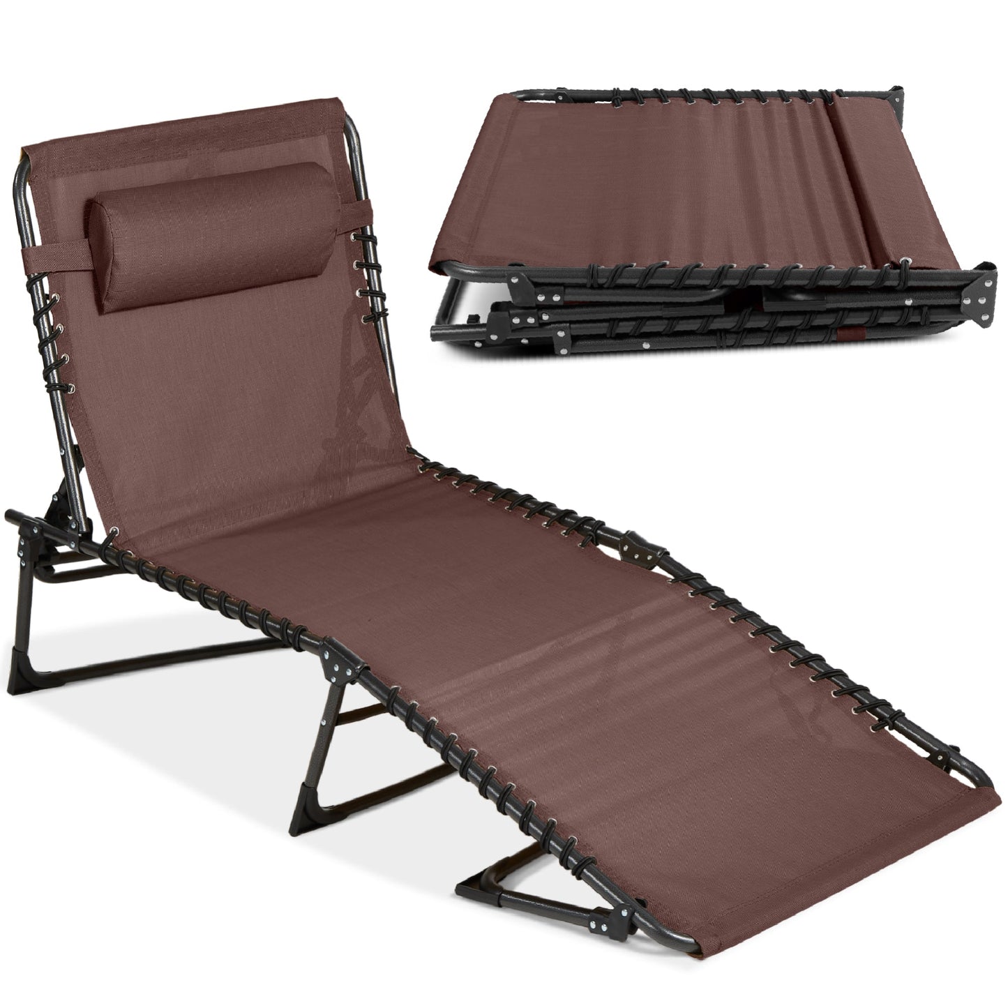 Portable Patio Chaise Lounge Chair Outdoor Recliner with Pillow designed for patio and backyard use