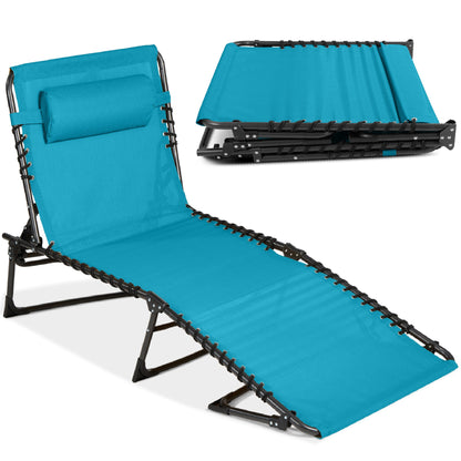 Portable Patio Chaise Lounge Chair Outdoor Recliner with Pillow designed for patio and backyard use