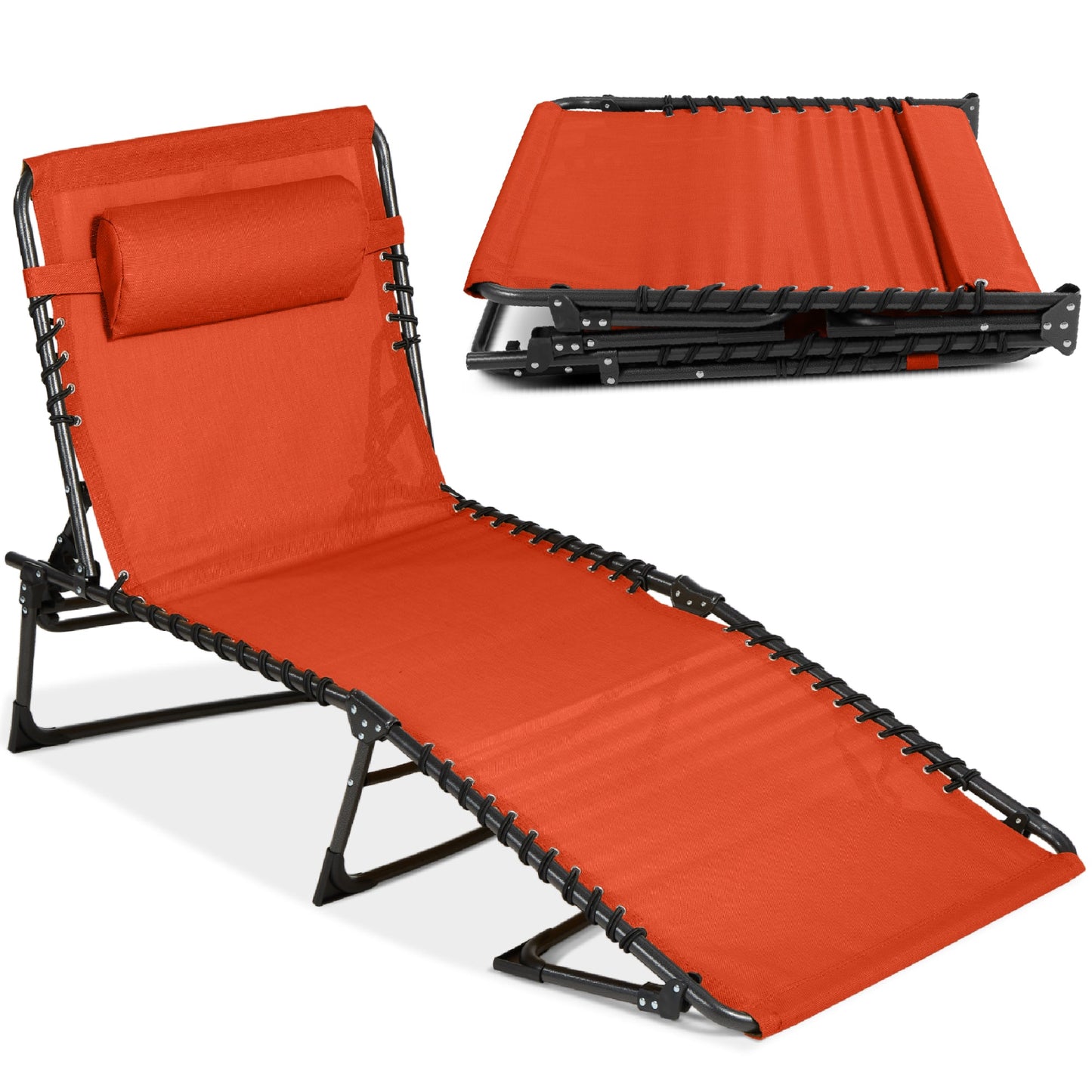 Portable Patio Chaise Lounge Chair Outdoor Recliner with Pillow designed for patio and backyard use