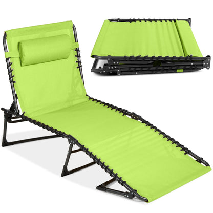 Portable Patio Chaise Lounge Chair Outdoor Recliner with Pillow designed for patio and backyard use