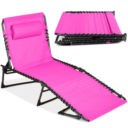 Portable Patio Chaise Lounge Chair Outdoor Recliner with Pillow designed for patio and backyard use
