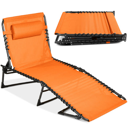 Portable Patio Chaise Lounge Chair Outdoor Recliner with Pillow designed for patio and backyard use