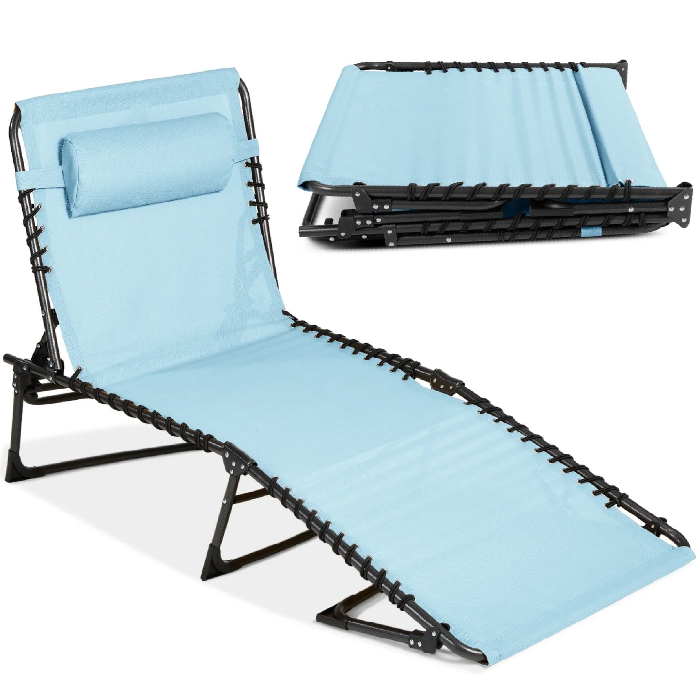 Portable Patio Chaise Lounge Chair Outdoor Recliner with Pillow designed for patio and backyard use