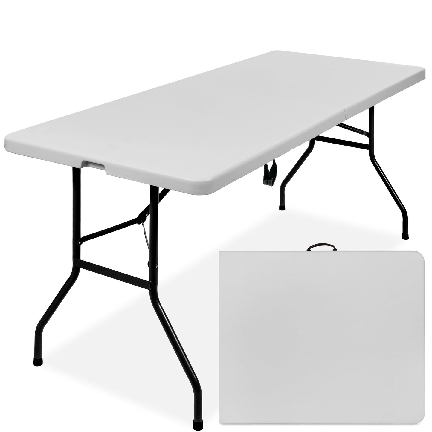 Portable Folding Plastic Dining Table with Handle Lock - 6ft with practical style for home spaces