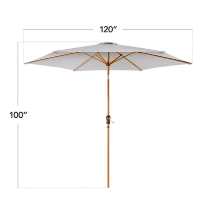 Outdoor Woodgrain Pattern Patio Umbrella Decoration with Tilt Crank - 10ft for outdoor comfort and convenience