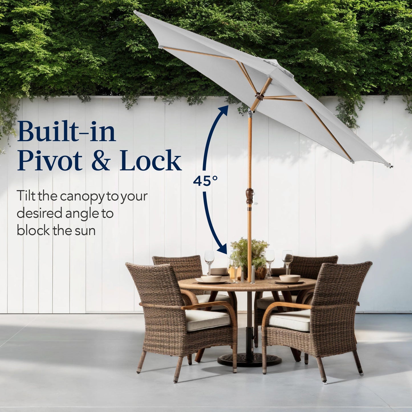 Outdoor Woodgrain Pattern Patio Umbrella Decoration with Tilt Crank - 10ft for outdoor comfort and convenience