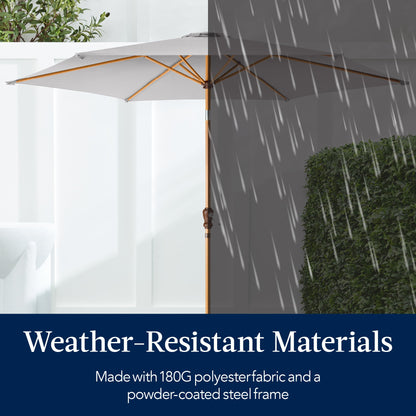 Outdoor Woodgrain Pattern Patio Umbrella Decoration with Tilt Crank - 10ft for outdoor comfort and convenience