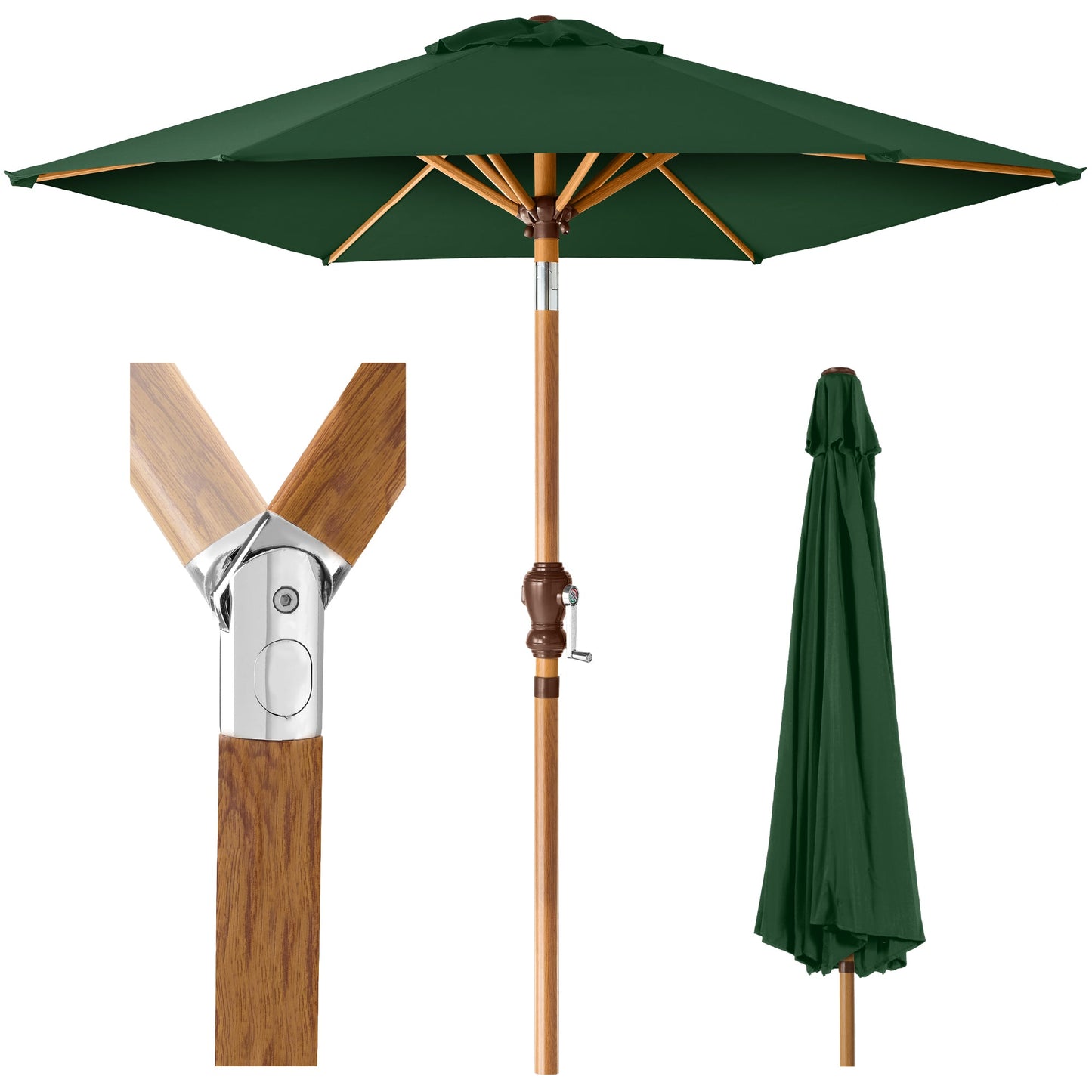Outdoor Woodgrain Pattern Patio Umbrella Decoration with Tilt Crank - 10ft for outdoor comfort and convenience