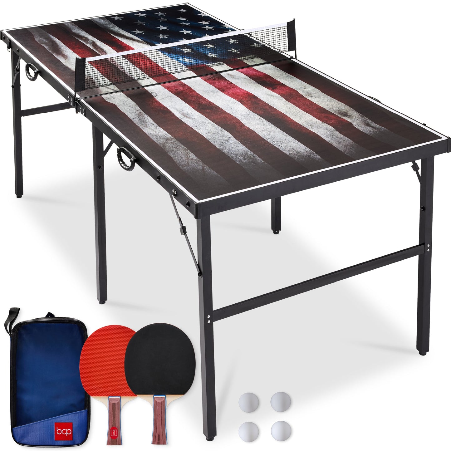 Portable Ping Pong Table Tennis Game Set with Paddles Balls - 6x3ft with fun features for everyday play