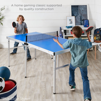 Portable Ping Pong Table Tennis Game Set with Paddles Balls - 6x3ft with fun features for everyday play