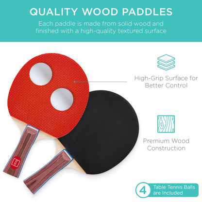 Portable Ping Pong Table Tennis Game Set with Paddles Balls - 6x3ft with fun features for everyday play