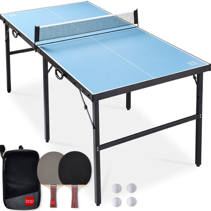 Portable Ping Pong Table Tennis Game Set with Paddles Balls - 6x3ft with fun features for everyday play