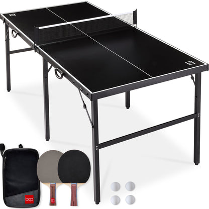 Portable Ping Pong Table Tennis Game Set with Paddles Balls - 6x3ft with fun features for everyday play