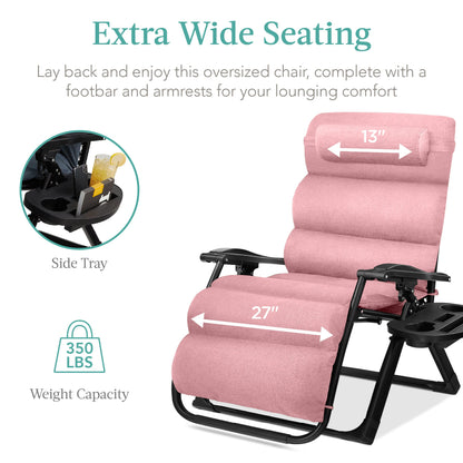 Oversized Zero Gravity Chair Folding Outdoor Recliner with Removable Cushion with practical outdoor-ready details