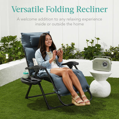 Oversized Zero Gravity Chair Folding Outdoor Recliner with Removable Cushion with practical outdoor-ready details