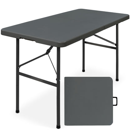 Portable Folding Plastic Dining Table with Handle Lock - 4ft for comfortable home living