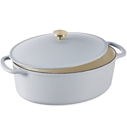 Oval Cast-Iron Dutch Oven Kitchen Cookware with Enamel - 7.5qt for home, family, and everyday needs