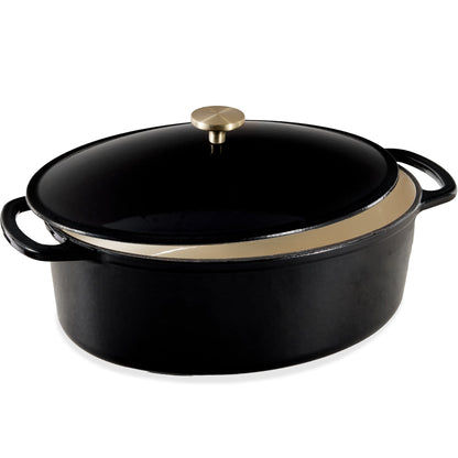 Oval Cast-Iron Dutch Oven Kitchen Cookware with Enamel - 7.5qt for home, family, and everyday needs