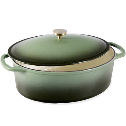 Oval Cast-Iron Dutch Oven Kitchen Cookware with Enamel - 7.5qt for home, family, and everyday needs