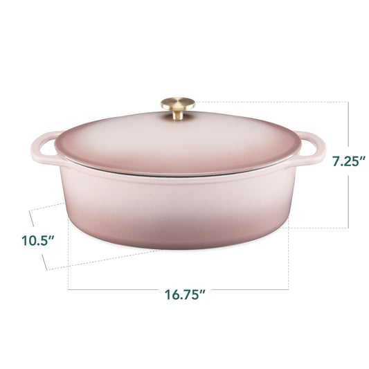 Oval Cast-Iron Dutch Oven Kitchen Cookware with Enamel - 7.5qt for home, family, and everyday needs