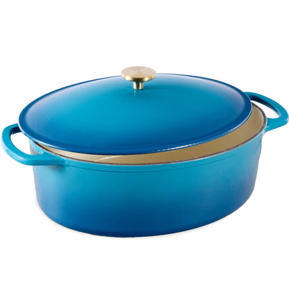 Oval Cast-Iron Dutch Oven Kitchen Cookware with Enamel - 7.5qt for home, family, and everyday needs